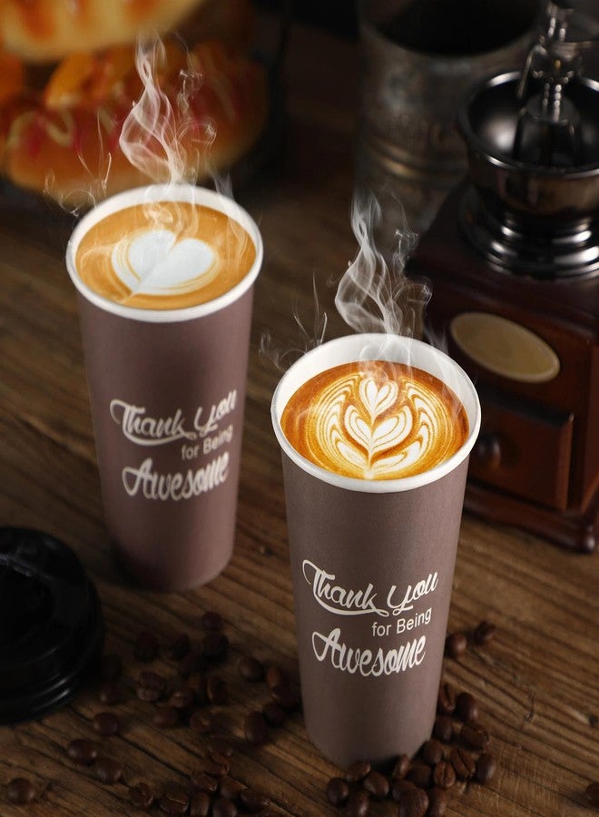 Rtteri 100 Packs Disposable Thank You Coffee Cups Bulk 12 oz Thank You Paper Cups with Lids Brown Coffee Station Supplies Employee Appreciation Gifts for Teachers Students Staff - Image 3