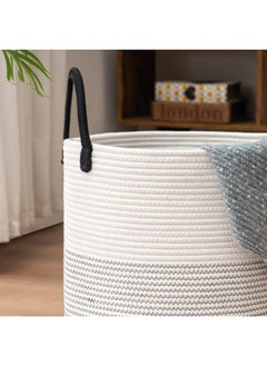 YOUDENOVA YOUDENOVA Woven Rope Laundry Hamper Basket, Tall Laundry Basket, Baby Nursery Hamper for Blanket Storage, Clothes Hamper for Laundry in Bedroom-Large-(Dark White, 58L)  - Image 4
