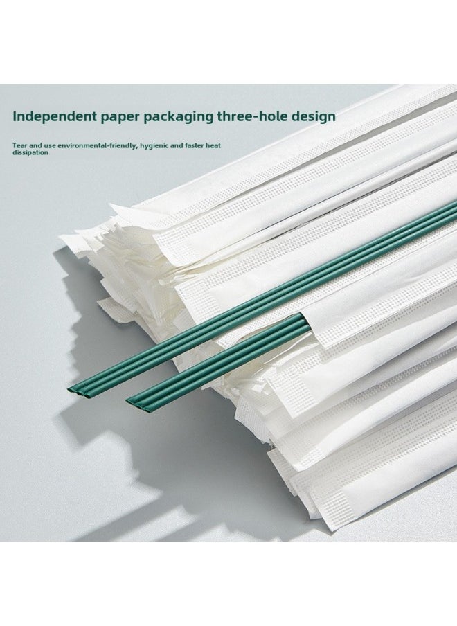Generic Degradable PLA Three-hole Coffee Straw Disposable Independent Packaging Hot Drink Three-quality Tube Stirring Rod Three-quality Straw-Color:23cm Three-hole Biodegradable-dark Green-Specification:5000 Pieces  - Image 5