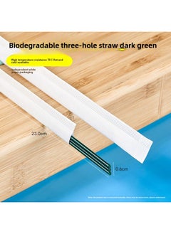 Generic Degradable PLA Three-hole Coffee Straw Disposable Independent Packaging Hot Drink Three-quality Tube Stirring Rod Three-quality Straw-Color:23cm Three-hole Biodegradable-dark Green-Specification:5000 Pieces  - Image 1