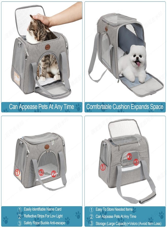 ROSEBB Cat Carrier Dog Carrier Pet Carriers for Medium Small Cats Dogs Puppies up to 25 Lbs,TSA Airline Approved Small Dog Cat Carriers Soft Sided,Collapsible Travel Puppy Carrier (Grey, Large) - Image 3