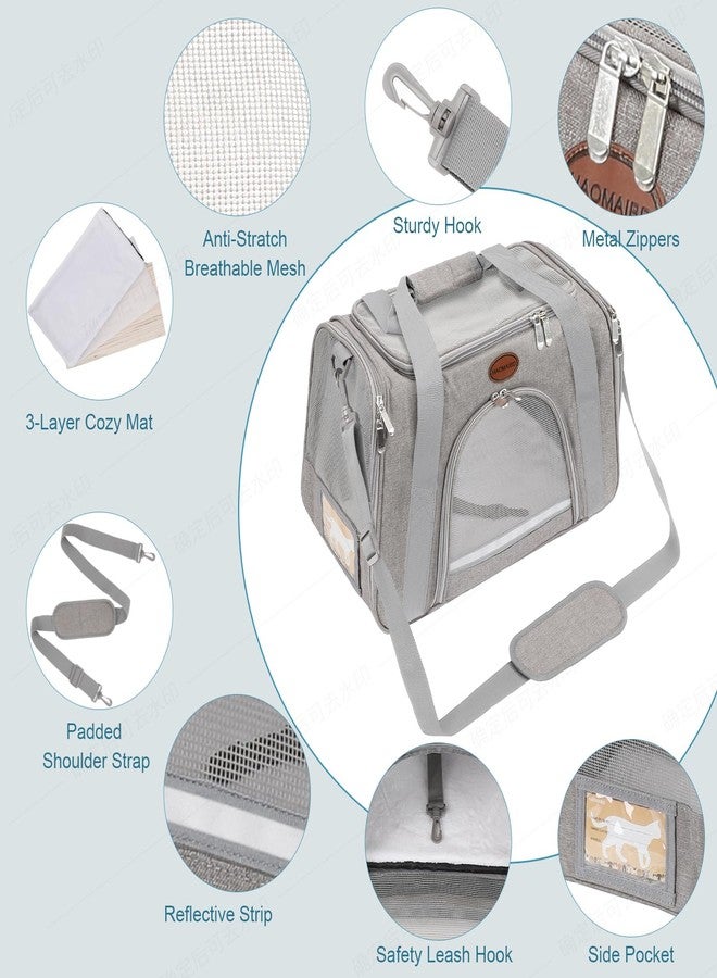ROSEBB Cat Carrier Dog Carrier Pet Carriers for Medium Small Cats Dogs Puppies up to 25 Lbs,TSA Airline Approved Small Dog Cat Carriers Soft Sided,Collapsible Travel Puppy Carrier (Grey, Large) - Image 2