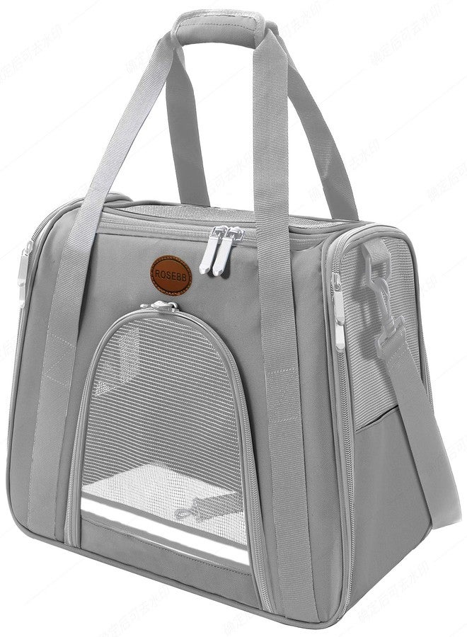 ROSEBB Cat Carrier Dog Carrier Pet Carriers for Medium Small Cats Dogs Puppies up to 25 Lbs,TSA Airline Approved Small Dog Cat Carriers Soft Sided,Collapsible Travel Puppy Carrier (Grey, Large) - Image 1