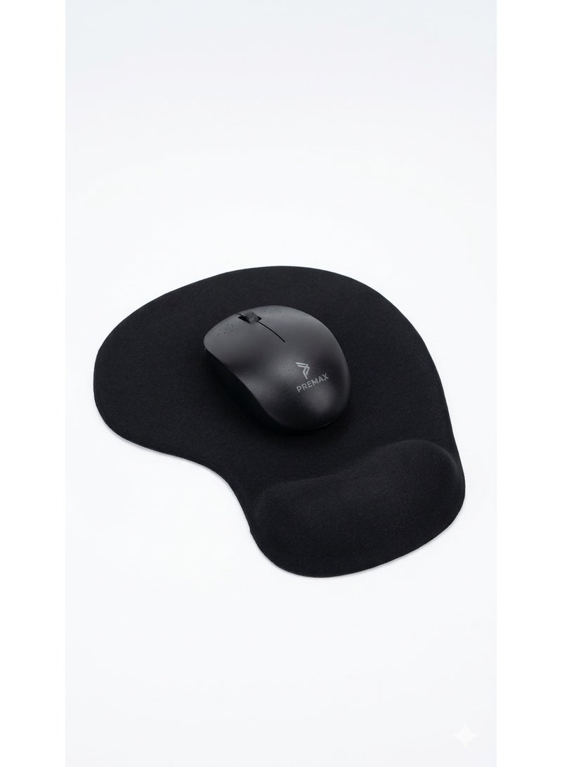 Ergonomic Mouse Pad with Gel Wrist Support, Non-Slip Base, Black - H-02 - Image 1
