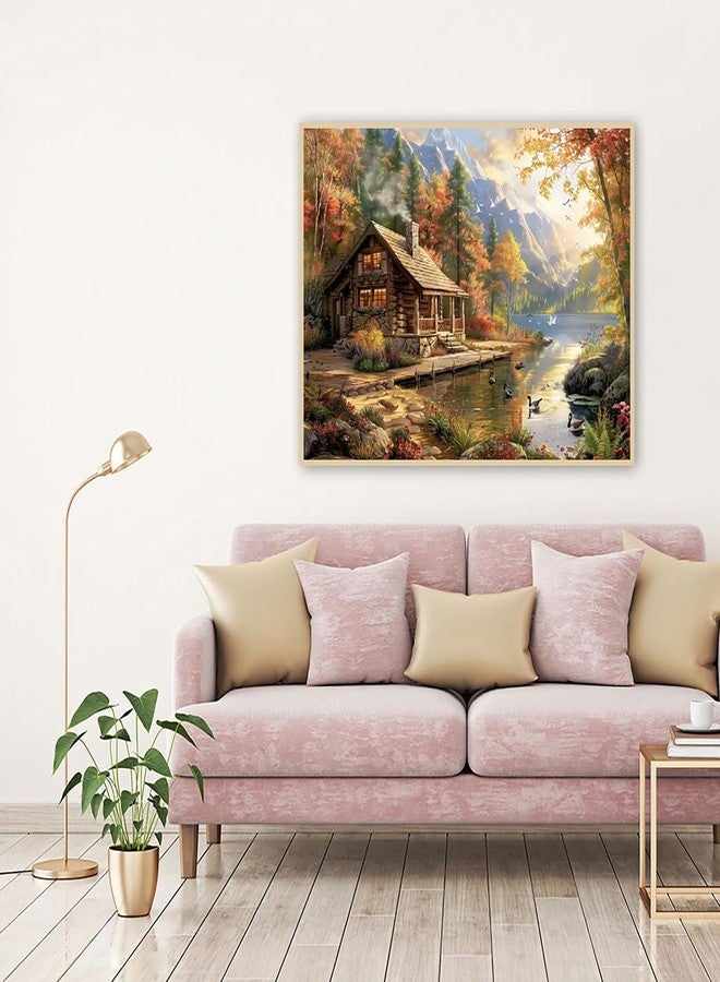 MaiMMaledy Paint by Numbers Kit for Adults Beginners 8Wx12L inch Canvas Pictures with Framed Drawing Painting Works with Wooden Triangle Easel Acrylic Pigment Vase Decoration Riverside Scenery - Image 4