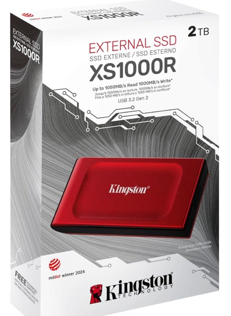 Kingston XS1000 External SSD USB 3.2 Gen 2 Portable Solid State Drive Red -SXS1000R/2000G - Image 1