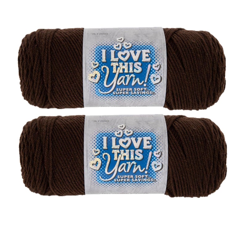 Hobby Lobby I Love This Yarn 4 Medium 100 Acrylic Yarn for Crocheting Knitting Blankets Hats Accessories Set of 2 220 Coffee - Image 3