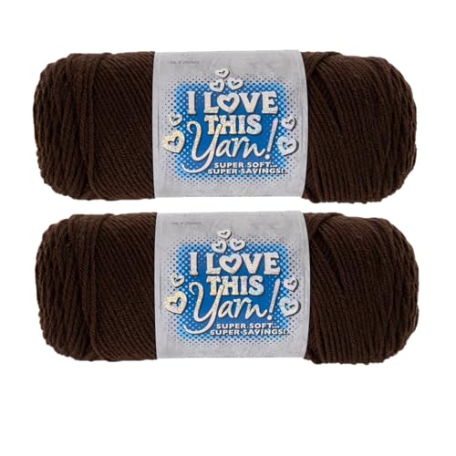 Hobby Lobby I Love This Yarn 4 Medium 100 Acrylic Yarn for Crocheting Knitting Blankets Hats Accessories Set of 2 220 Coffee - Image 1