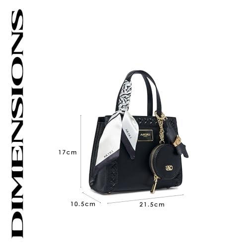 Akiki London Women's Brackley 21 Box Handbag|comes with a Pouch, Scar and Dog Charm|Ladies Small Handbag for Party or Casual Occasion|Textured Finish|Gift for Women - Image 3