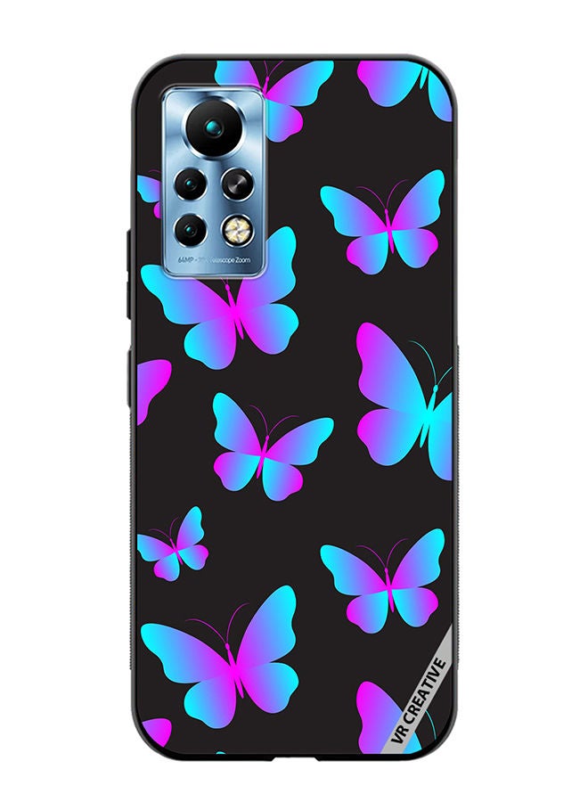 VR CREATIVE Protective Case Cover For Infinix Note 11 Pro Neon Butterflies Seamless Pattern Design Multicolour - Image 1