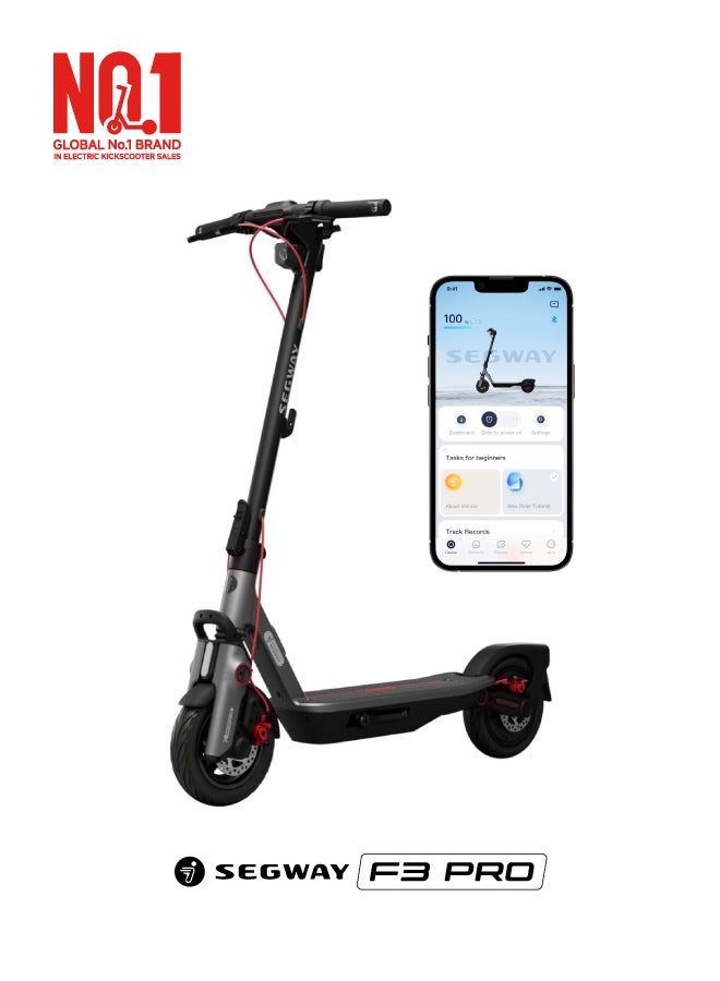 ninebot F3 Pro Electric KickScooter, 25km/h Speed, 70km Range, 1200W Motor, 10" Tubeless Tires, Dual Suspension, Smart TFT Display, Apple Find My, AirLock, Dual Brakes – Black - Image 1