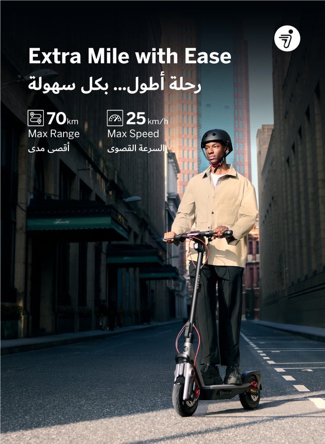 ninebot F3 Pro Electric KickScooter, 25km/h Speed, 70km Range, 1200W Motor, 10" Tubeless Tires, Dual Suspension, Smart TFT Display, Apple Find My, AirLock, Dual Brakes – Black - Image 3