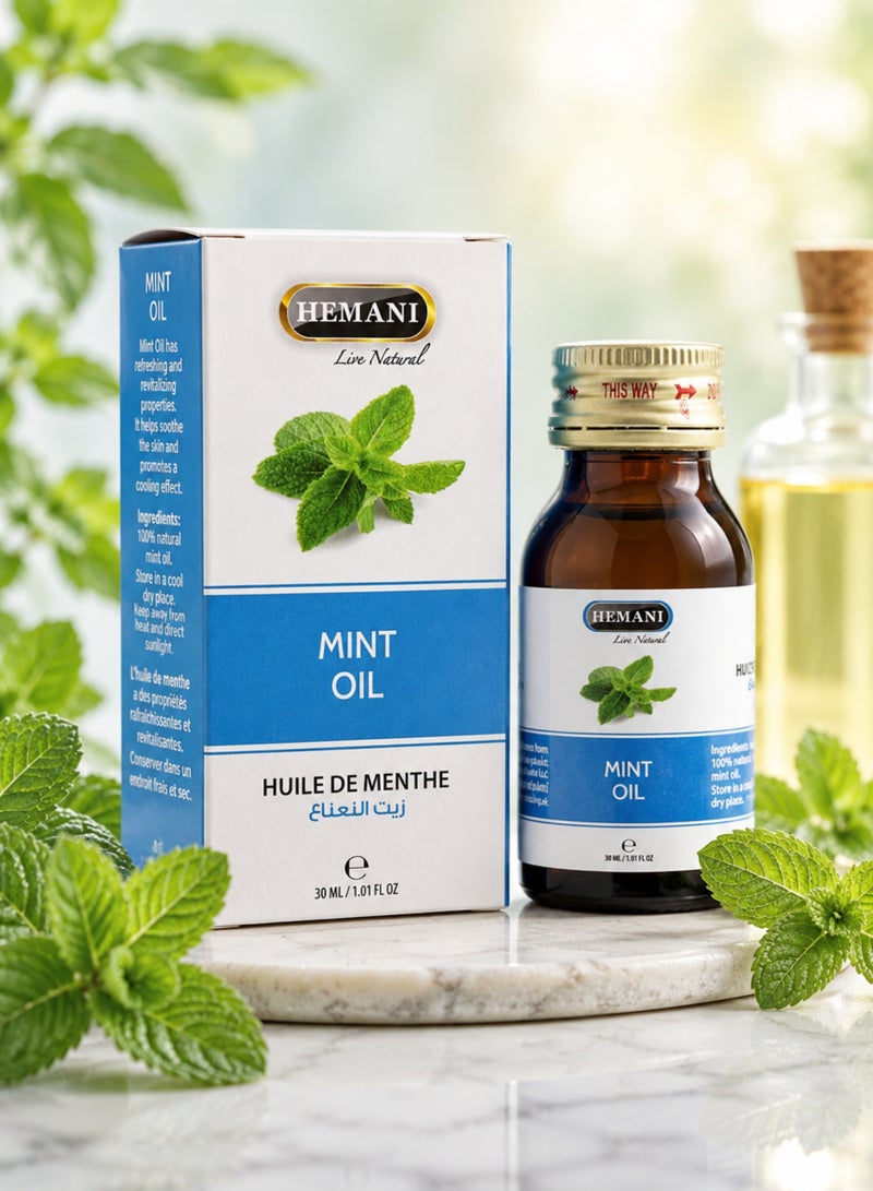 HEMANI Mint Oil 30ML – 100% Natural Mint Oil for Aromatherapy, Massage & Relaxation | Pure Zait Na’na / Huile de Menthe - Image 1