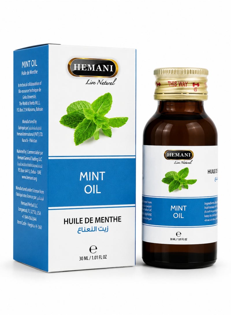 HEMANI Mint Oil 30ML – 100% Natural Mint Oil for Aromatherapy, Massage & Relaxation | Pure Zait Na’na / Huile de Menthe - Image 2
