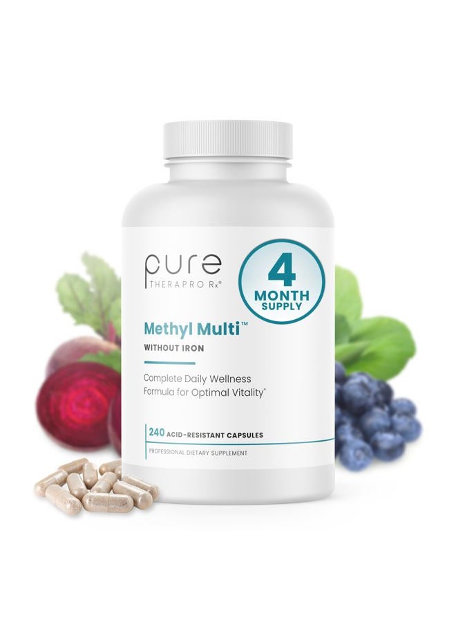 Pure Therapro Rx Methyl Multi Without Iron Methylated Multivitamin for Men & Women, 120-Day Supply | Methyl B12 & Methylfolate (5-MTHF) for MTHFR Support | Pharma Grade Multivitamin & Multimineral For Health, 240 Caps - Image 1
