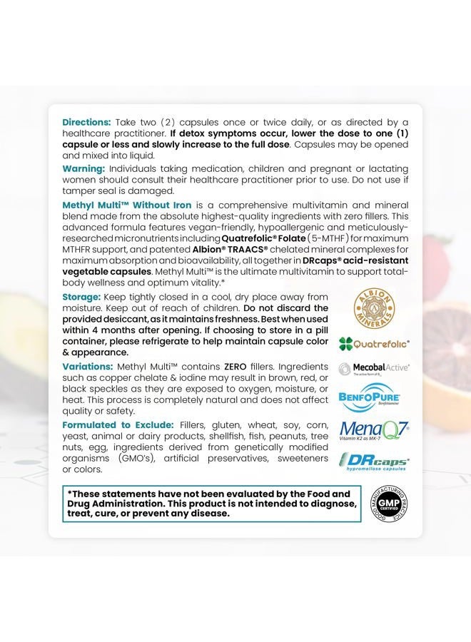 Pure Therapro Rx Methyl Multi Without Iron Methylated Multivitamin for Men & Women, 120-Day Supply | Methyl B12 & Methylfolate (5-MTHF) for MTHFR Support | Pharma Grade Multivitamin & Multimineral For Health, 240 Caps - Image 3