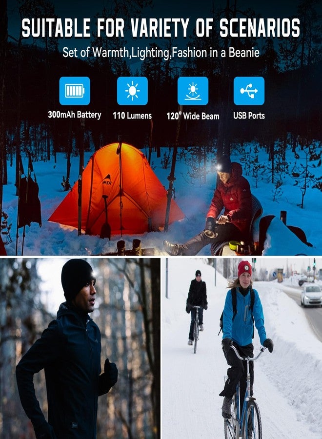 FFIPBGE Gifts for Him, Beanie Hats with Light, USB Rechargeable LED Hand Free Headlamp, Perfect Birthday Gifts for Men, Women, and Teens, Ideal for Camping, Hiking, Black - Image 5
