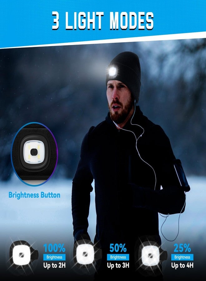 FFIPBGE Gifts for Him, Beanie Hats with Light, USB Rechargeable LED Hand Free Headlamp, Perfect Birthday Gifts for Men, Women, and Teens, Ideal for Camping, Hiking, Black - Image 4