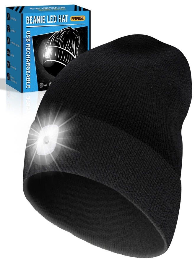FFIPBGE Gifts for Him, Beanie Hats with Light, USB Rechargeable LED Hand Free Headlamp, Perfect Birthday Gifts for Men, Women, and Teens, Ideal for Camping, Hiking, Black - Image 1