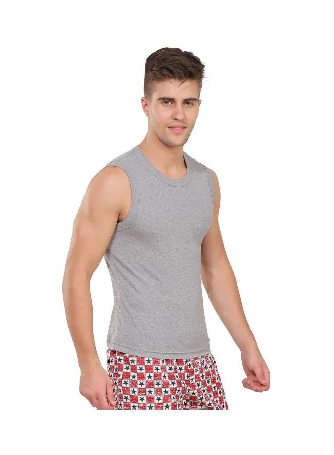 Jockey Grey Melange 9930 Men Super Combed Cotton Rib Solid Round Neck Muscle Vest for Men | Best Price UAE