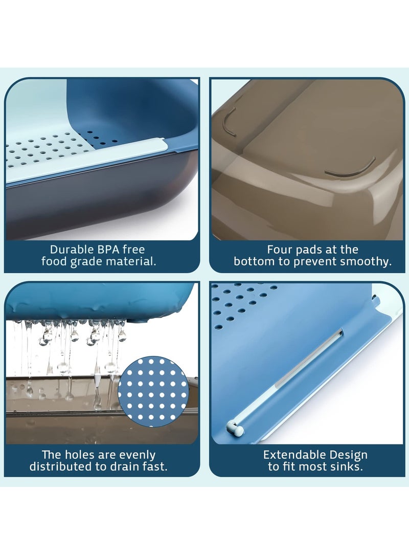 مجموعة مصفاة قابلة للسحب فوق الحوض مع وعاء، مثالية لغسل الخضروات والفواكه والمعكرونة والأطباق، مصفاة بلاستيكية متعددة الاستخدامات للاستخدام في المطبخ - Image 5