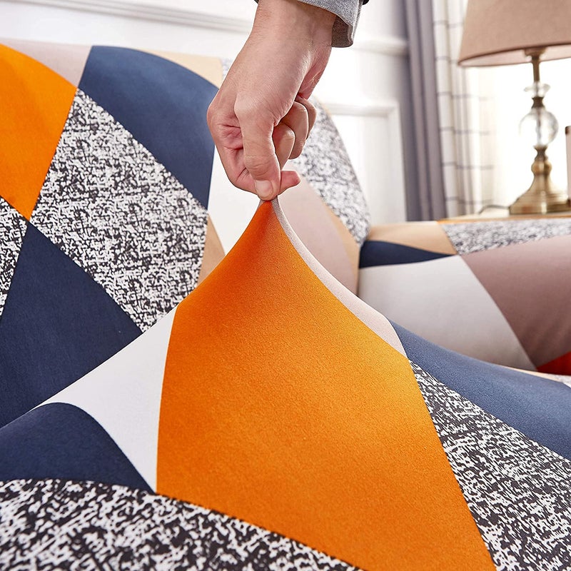 A CUBE LUXURY SOLUTIONS 311 5 Seater Sofa Cover Big Elasticity Cover for Couch Flexible Stretch Sofa Slipcover 5 Seater Multi Prism Polyester Spandex Multicolour - Image 3