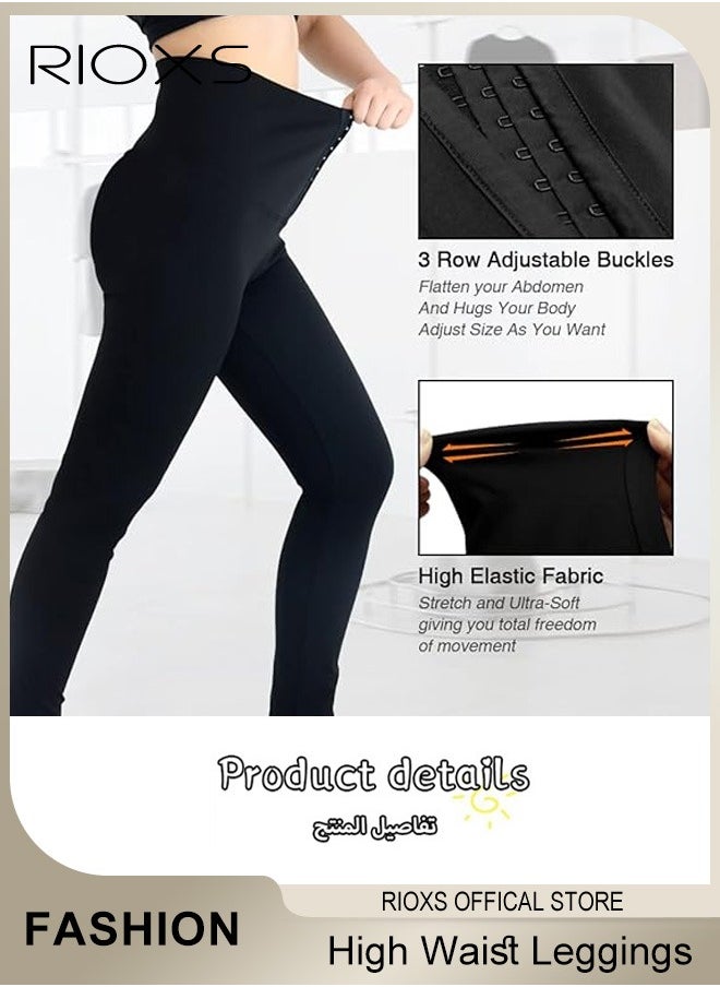 RIOXS - Women's High Waist Pants,Sauna Leggings With Hooks,Lightweight Workout Sweatpants,Lifter Tummy Control Pant Shapewear,Stretch Yoga Pants,Jogging Pants Comfy Trousers For Ladies Women - Image 1