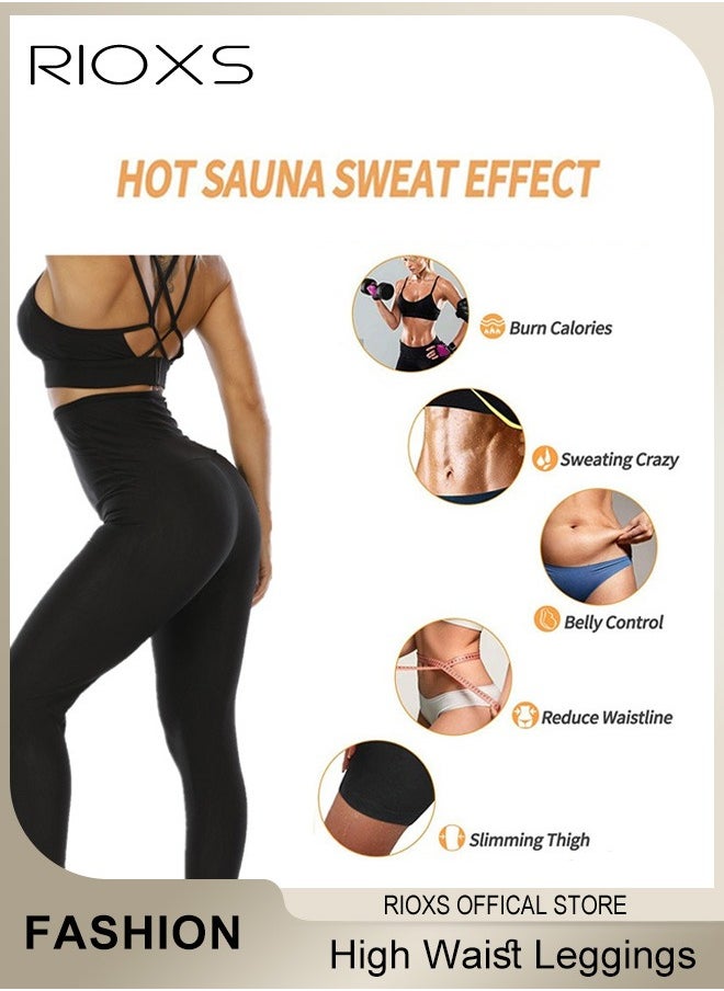 RIOXS - Women's High Waist Pants,Sauna Leggings With Hooks,Lightweight Workout Sweatpants,Lifter Tummy Control Pant Shapewear,Stretch Yoga Pants,Jogging Pants Comfy Trousers For Ladies Women - Image 1