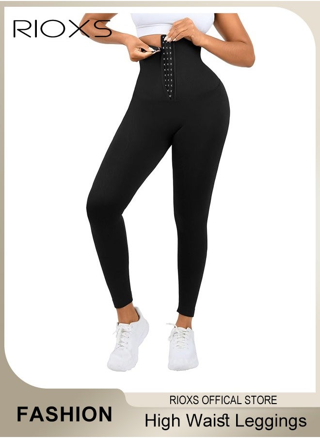 RIOXS - Women's High Waist Pants,Sauna Leggings With Hooks,Lightweight Workout Sweatpants,Lifter Tummy Control Pant Shapewear,Stretch Yoga Pants,Jogging Pants Comfy Trousers For Ladies Women - Image 1