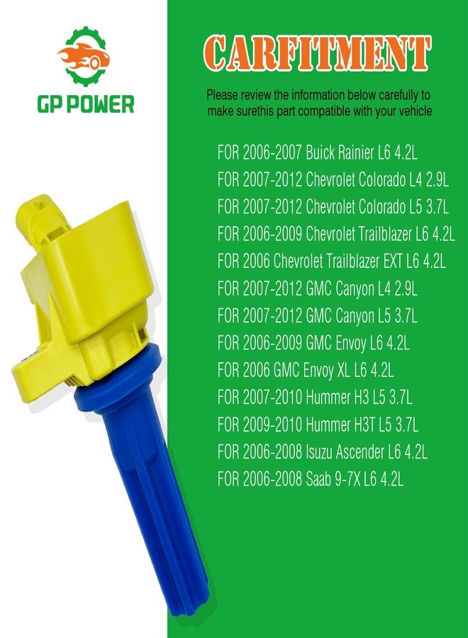 GP POWER IGNITION COIL 12596547 12612369 UF497 SET OF 5 COMPATIBLE WITH Buick Rainier Chevrolet Colorado Trailblazer EXT GMC Canyon Envoy Hummer H3 H3T Isuzu Ascender Saab 9-7X 2.9 3.7 4.2 L4 L5 L6 - Image 4