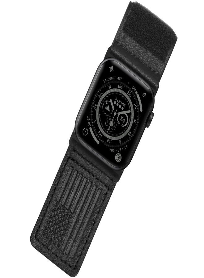 Tefeca Fortitude Series Standard wide Band Compatible with Apple Watch Ultra/Ultra2 49mm, Series 10 46mm, Series 9/8/7 45mm,SE2/SE/6/5/4 44mm(Black Patriot, M/L for 49/46/45/44mm) - Image 1