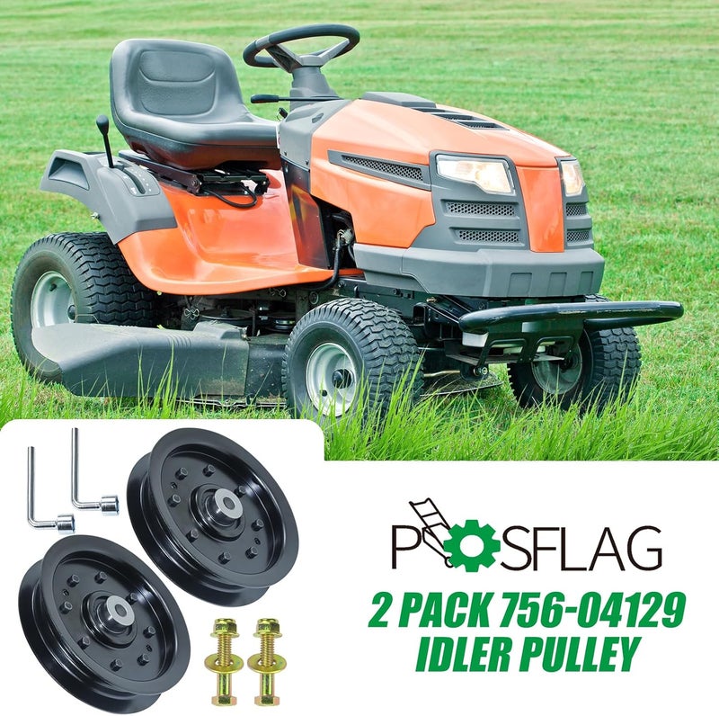 POSFLAG 2 Pack 753-08171 Idler Pulley Kit Replaces Cub Cadet 756-04129B Idler Pulley 756-04129B, Idler Pulley 753-08171, MTD 75308171, 756-04129, 956-04129 753 08171 for Cub Cadet RZT50, LTX1040 Decks - Image 2