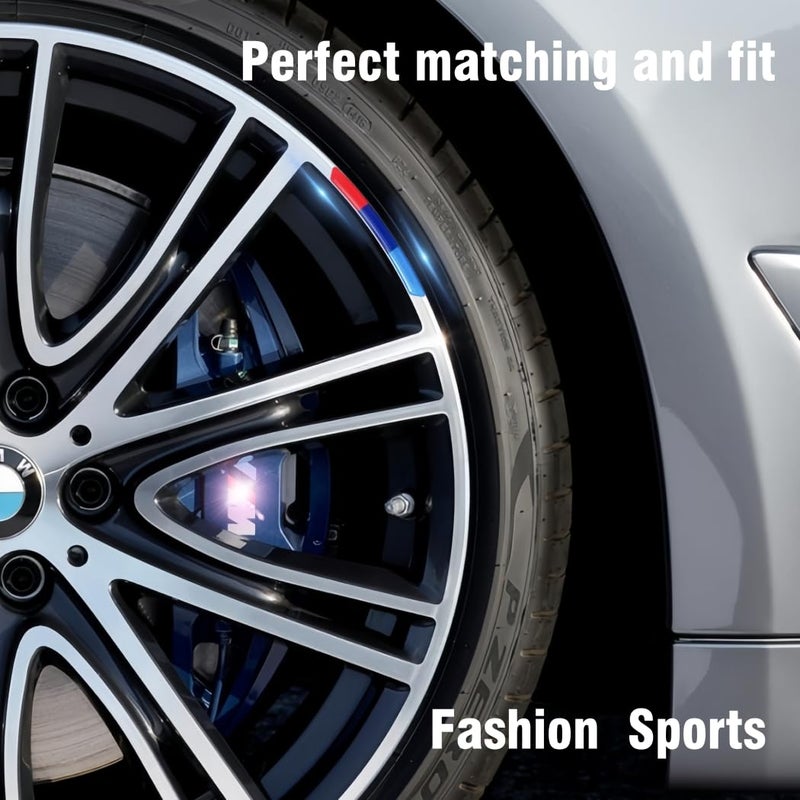 QOMAGO car M 3 Color Wheel Rim Sticker Emblem car Wheel Badge Protection Compatible with BMW X1 X2 X3 X4 X5 X6 X7 M2 M3 M4 M5 1234567series and More - Image 4