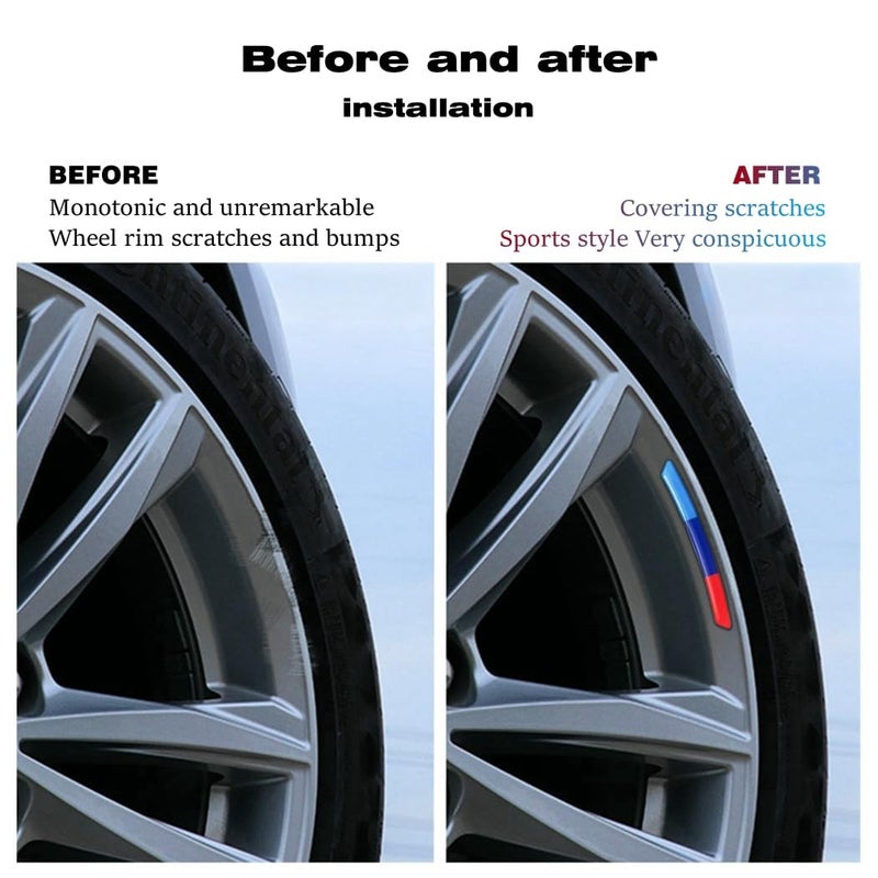 QOMAGO car M 3 Color Wheel Rim Sticker Emblem car Wheel Badge Protection Compatible with BMW X1 X2 X3 X4 X5 X6 X7 M2 M3 M4 M5 1234567series and More - Image 5