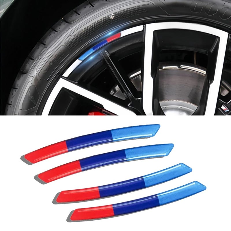 QOMAGO car M 3 Color Wheel Rim Sticker Emblem car Wheel Badge Protection Compatible with BMW X1 X2 X3 X4 X5 X6 X7 M2 M3 M4 M5 1234567series and More - Image 1
