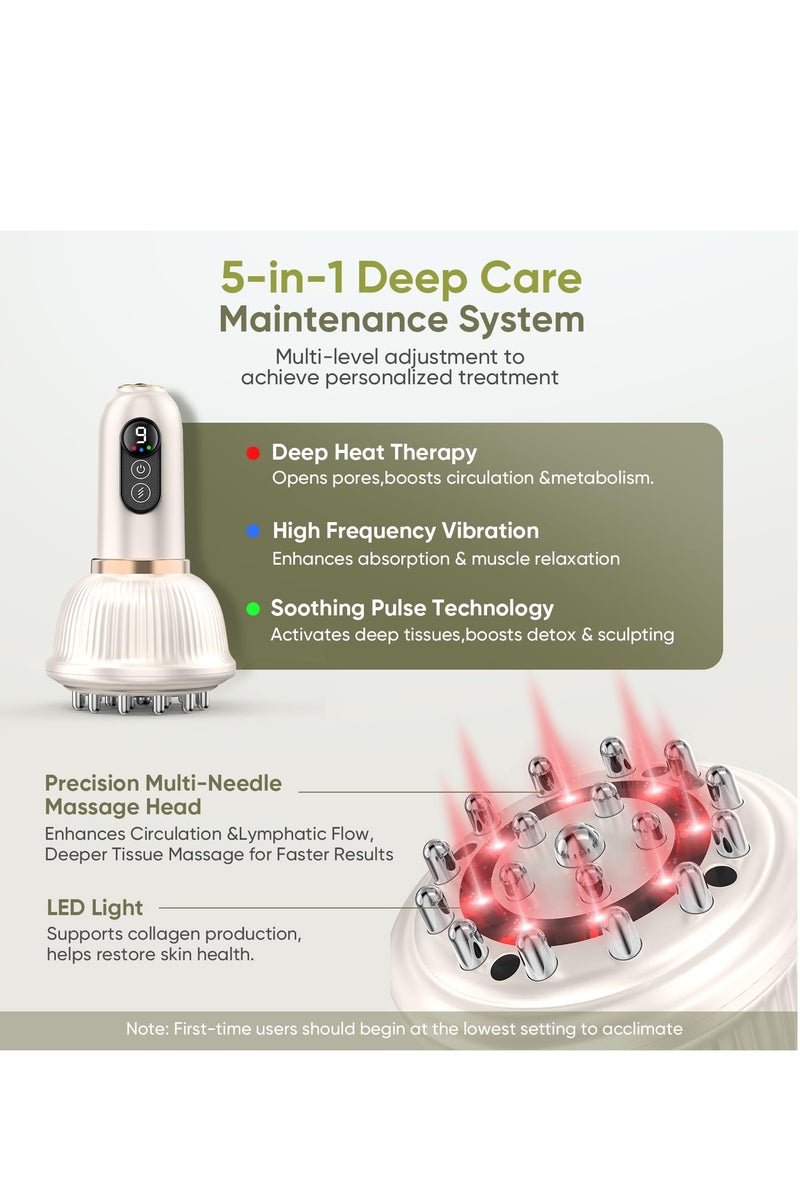 جهاز نحت الجسم - جهاز تدليك تصريف لمفي وأداة تدليك مضادة للسيلوليت، للساقين والذراعين والبطن والجسم، يساعد على تقليل علامات التمدد والسيلوليت، مع تيار كهربائي دقيق وحرارة خفيفة واهتزاز - Image 3