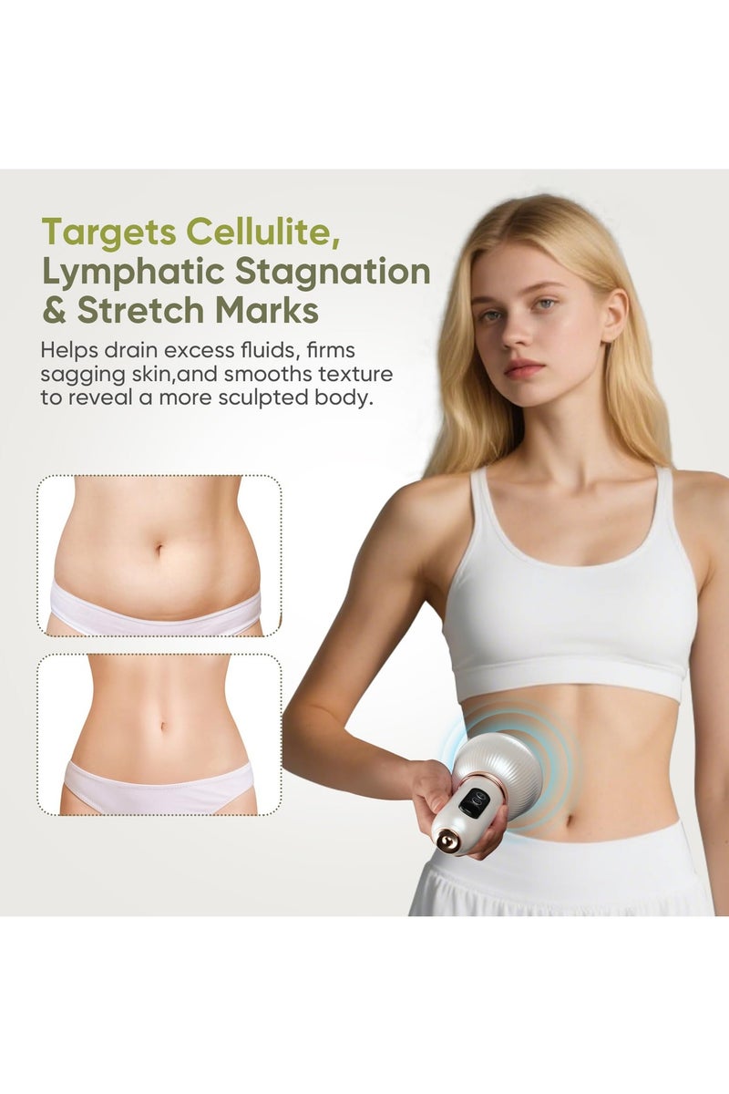 جهاز نحت الجسم - جهاز تدليك تصريف لمفي وأداة تدليك مضادة للسيلوليت، للساقين والذراعين والبطن والجسم، يساعد على تقليل علامات التمدد والسيلوليت، مع تيار كهربائي دقيق وحرارة خفيفة واهتزاز - Image 2