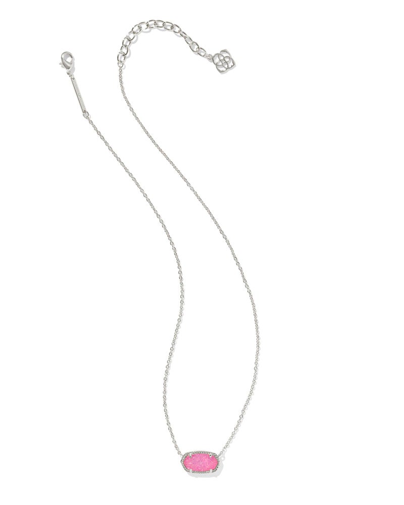 Kendra Scott Elisa Necklace in Rhodium-Plated Brass, Hot Pink Drusy, Fashion Jewelry for Women - Image 2