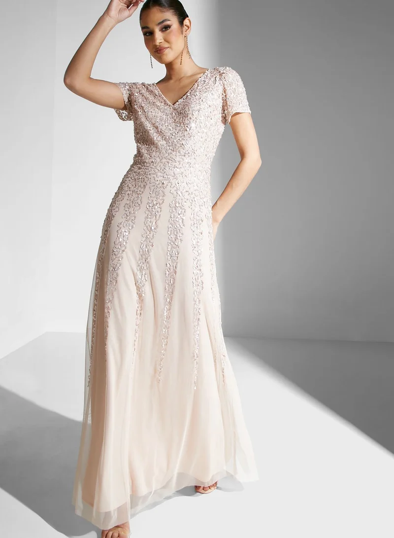 Namshi x Embellished Dress With Cascading Sequins
