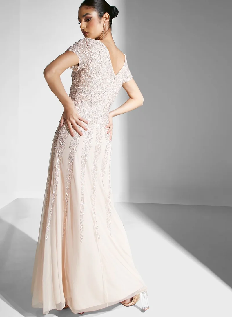 Namshi x Embellished Dress With Cascading Sequins