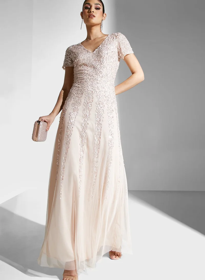 Namshi x Embellished Dress With Cascading Sequins