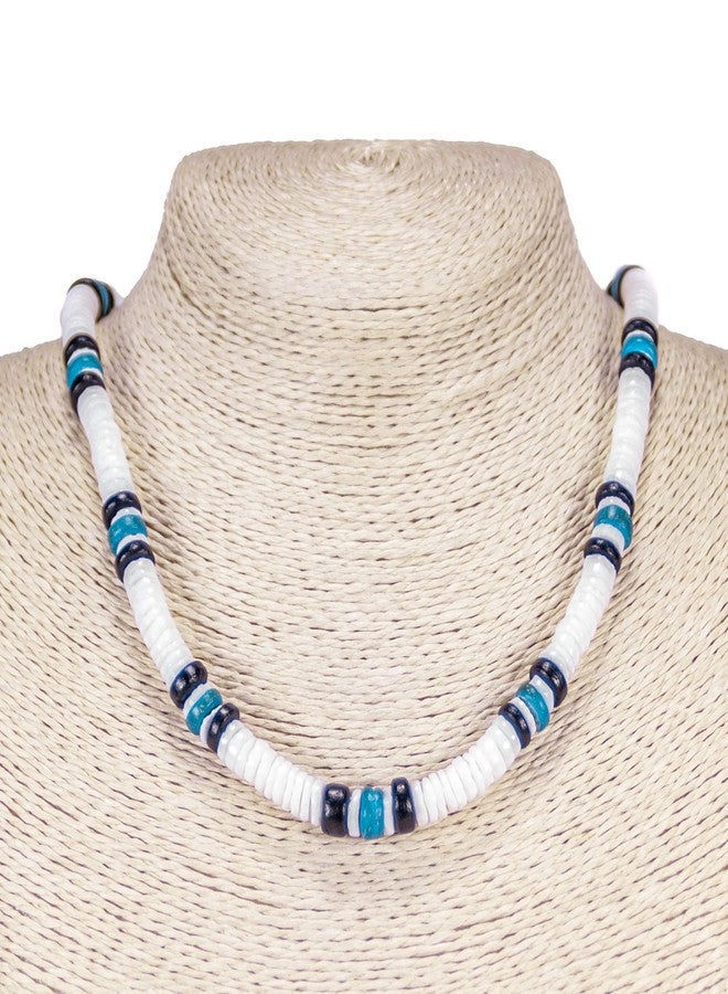 BlueRica Puka Shell & Blue Coconut Beads Necklace & Bracelet Set - Image 3
