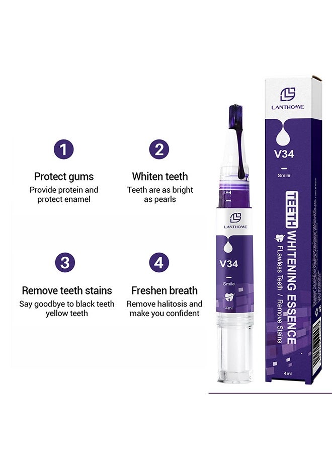 Lanthome V34 Teeth Whitening Essence - Purple Teeth Whitening Pen, Effective, Painless, No Sensitivity, Travel-Friendly, Tooth Stain Remover and Coffee Stain Remover  - Image 4