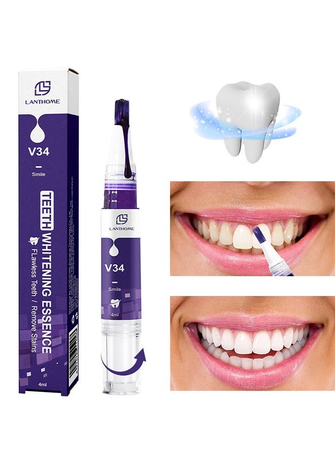 Lanthome V34 Teeth Whitening Essence - Purple Teeth Whitening Pen, Effective, Painless, No Sensitivity, Travel-Friendly, Tooth Stain Remover and Coffee Stain Remover  - Image 1
