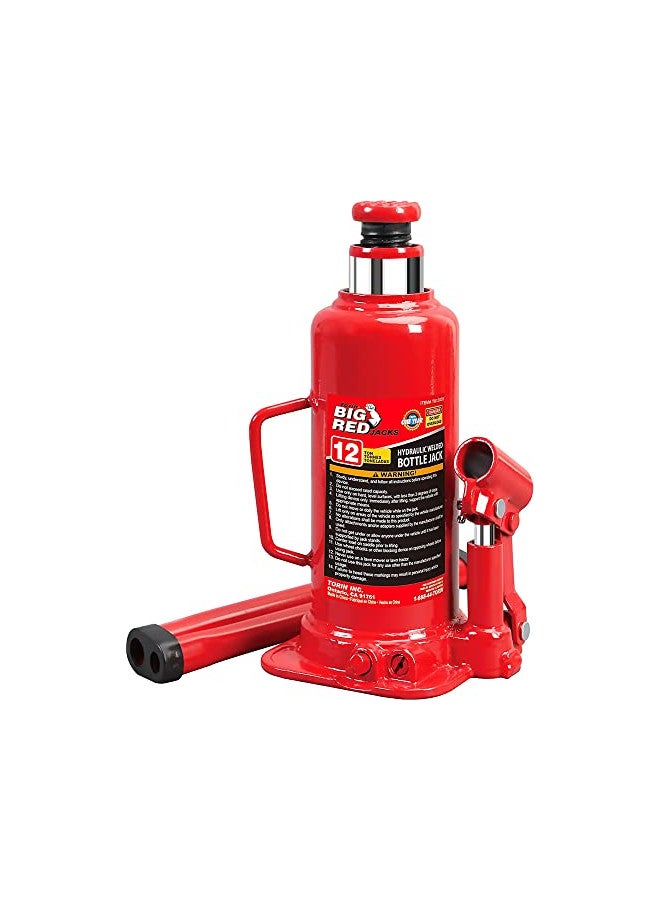 BIG RED T91203B Torin Hydraulic Welded Bottle Jack, 12 Ton (24,000 lb) Capacity, Red - Image 1