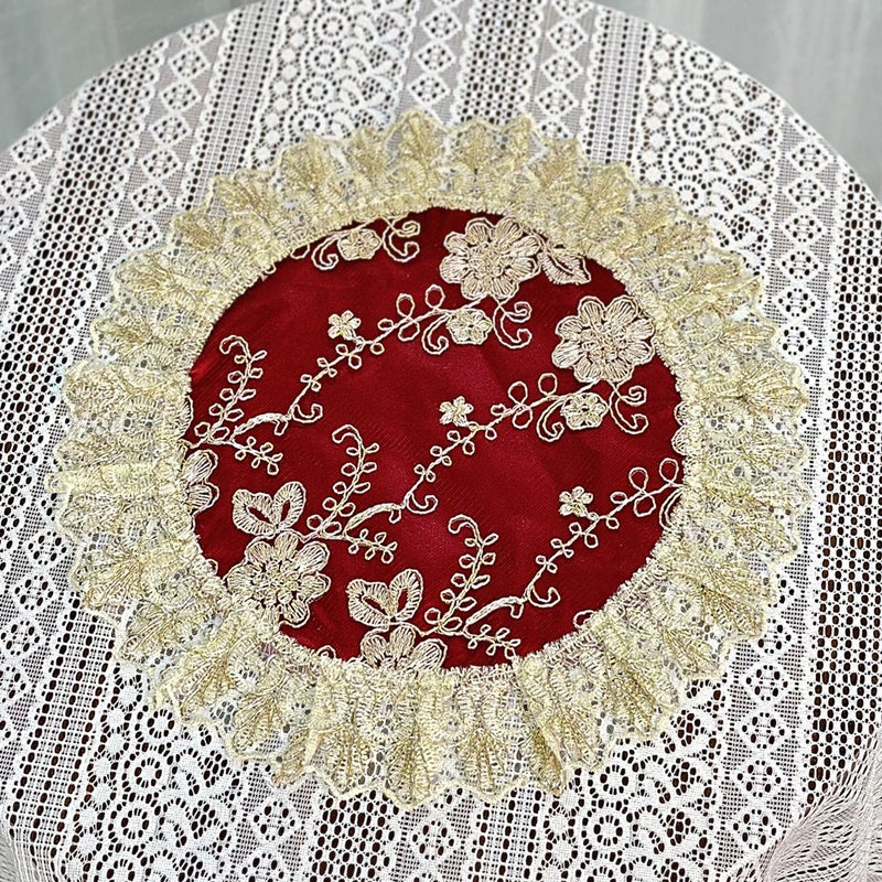 Fabric Table Cloth with Lace Embroidery - Image 4