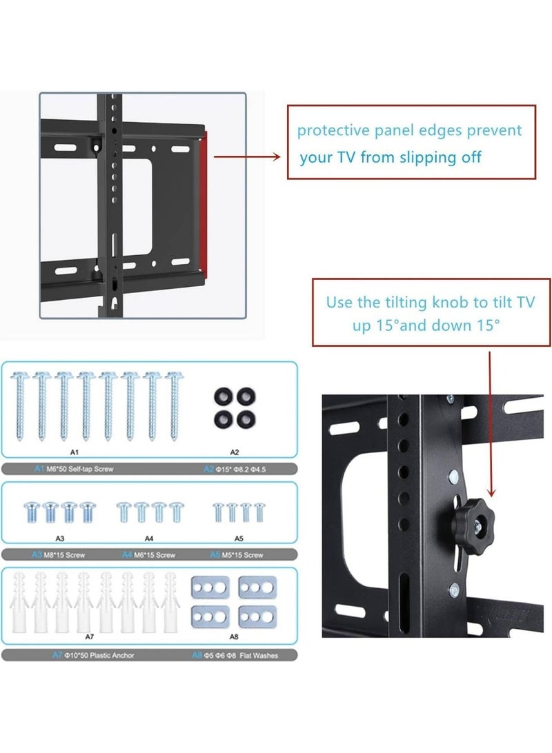 26" - 75" Fixed TV Wall Mount Bracket, Universal Tilt TV Heavy Duty Wall Mount Adjustable TV Stand for LED LCD OLED Plasma TV with Super Strong 50kg Weight Capacity VESA up to 700 x 400 - Image 2