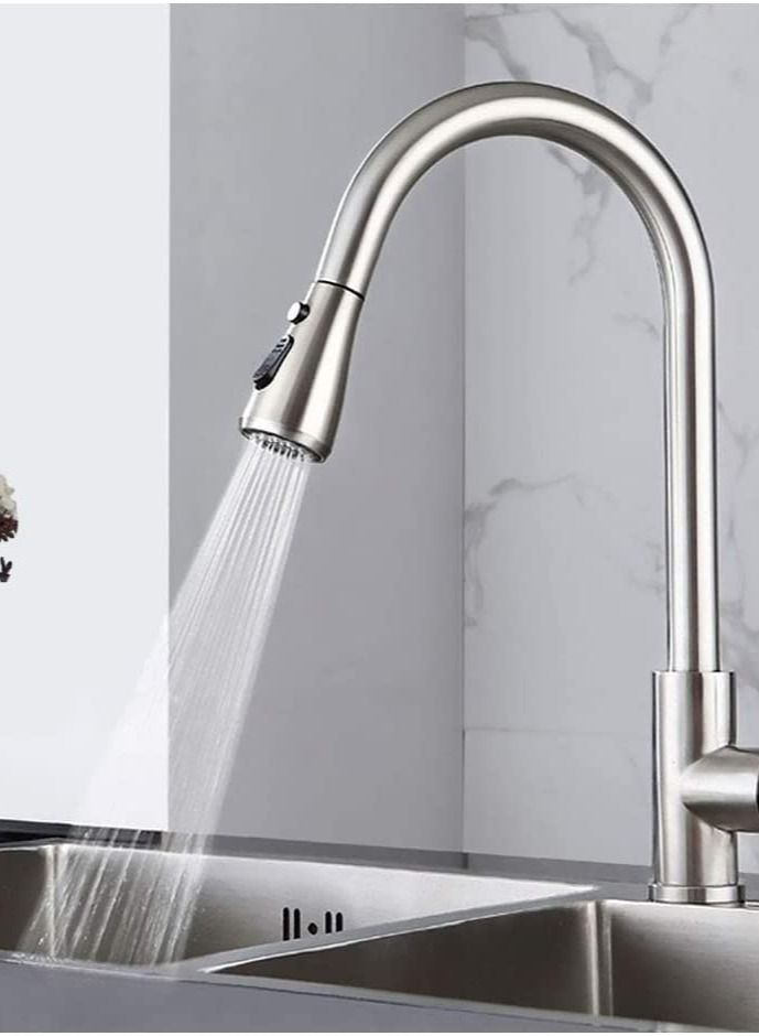 PuriPro Puri Pro Water Saving Kitchen Stainless Steel Pull Out Tap Faucet, Kitchen Sink Hot And Cold Water Faucet, Two-Way Sprayer - Image 1