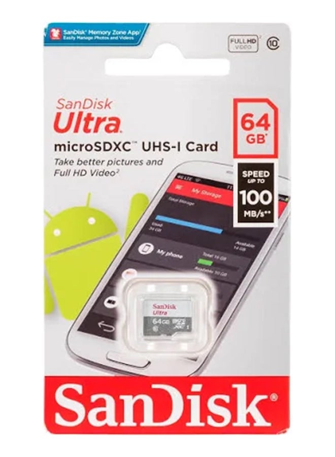 sandisk Ultra UHS-I Class 10 microSDXC Card, SDSQUNS-064G-GN3MN - Image 1