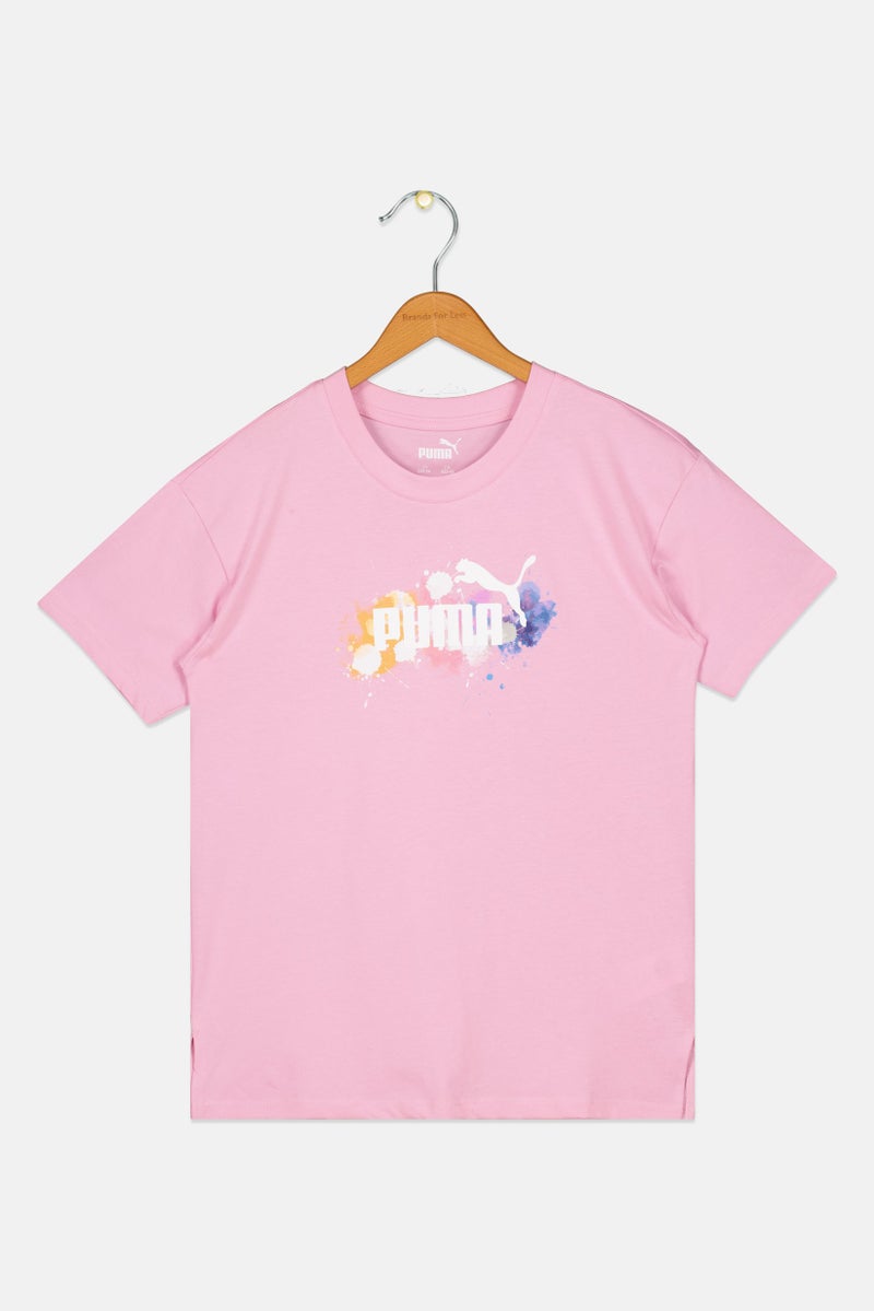 PUMA Kids Girl Sportswear Fit Short Sleeve Outdoor T-Shirt, Pink - Image 3